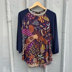 Dotty Long Sleeve floral baseball tee, size M